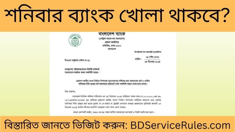 শনিবার ব্যাংক খোলা থাকবে