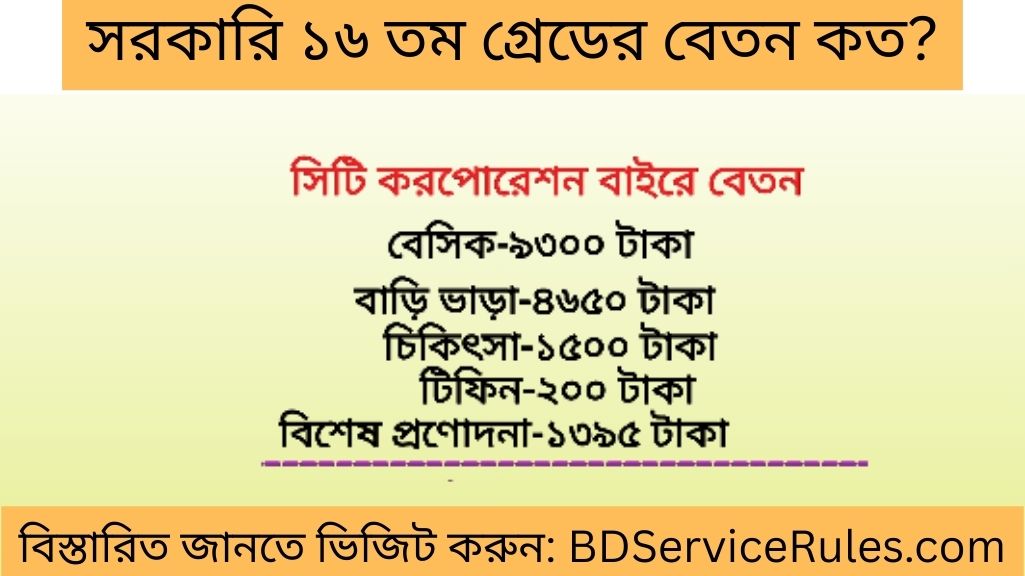 সরকারি ১৬ তম গ্রেডের বেতন কত
