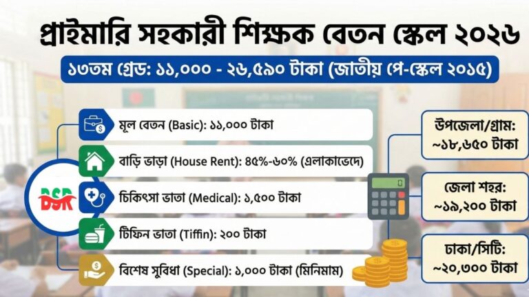 প্রাইমারি সহকারী শিক্ষক বেতন স্কেল ২০২৬