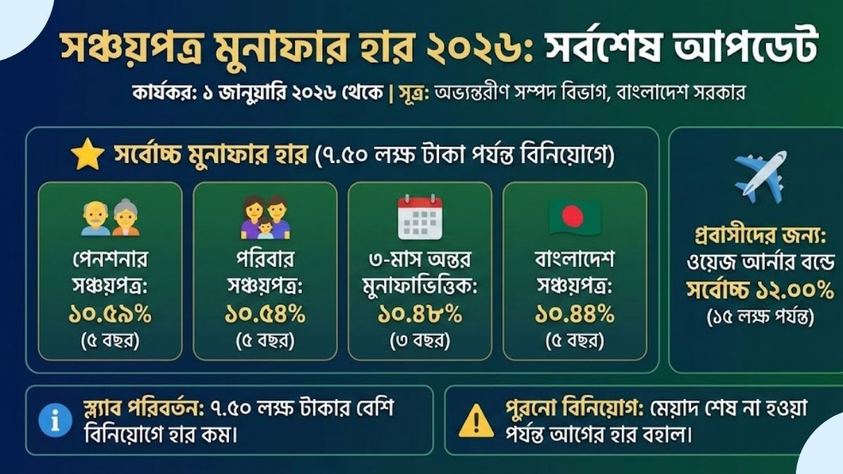 সঞ্চয়পত্র মুনাফার হার ২০২৬