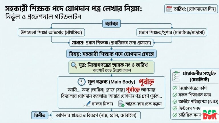 সহকারী শিক্ষক পদে যোগদান পত্র লেখার নিয়ম