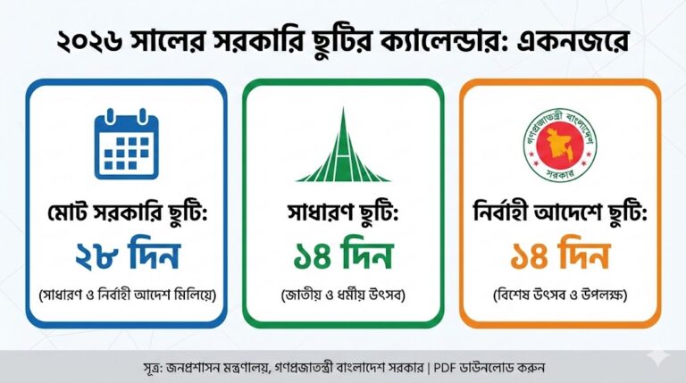 ২০২৬ সালের সরকারি ছুটির ক্যালেন্ডার PDF
