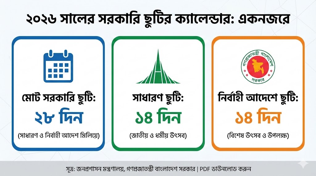 ২০২৬ সালের সরকারি ছুটির ক্যালেন্ডার PDF