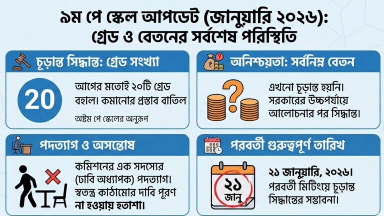 ৯ম পে স্কেল আপডেট গ্রেড সংখ্যা ও কমিশনের সিদ্ধান্ত নিয়ে সর্বশেষ তথ্য