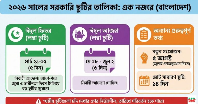 ঈদুল ফিতরের সরকারি ছুটি ২০২৬