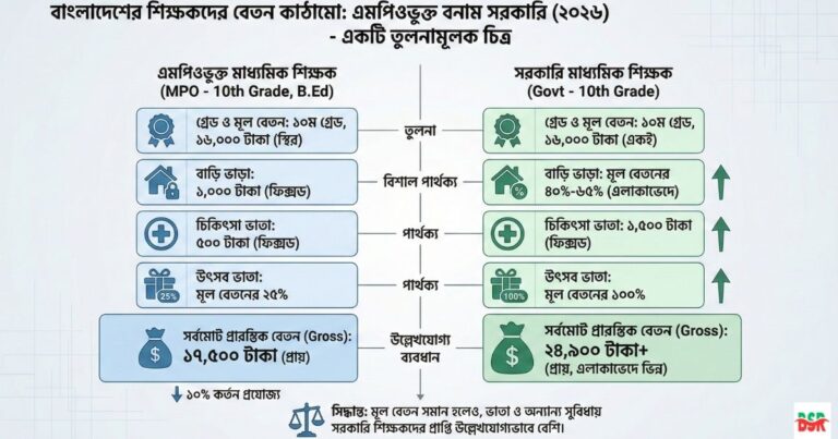 এমপিওভুক্ত ও সরকারি শিক্ষকদের বেতন ২০২৬