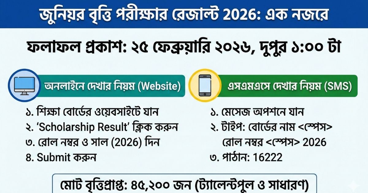 জুনিয়র বৃত্তি পরীক্ষার রেজাল্ট 2026