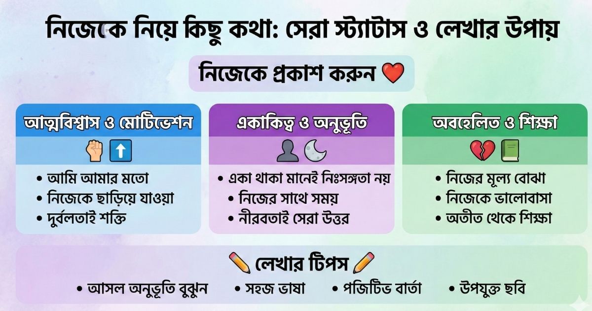 নিজেকে নিয়ে কিছু কথা সেরা স্ট্যাটাস, ক্যাপশন এবং অনুপ্রেরণামূলক উক্তি
