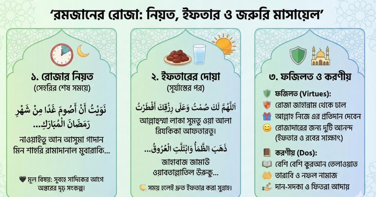 রোজা রাখার দোয়া ও রোজার ফজিলত