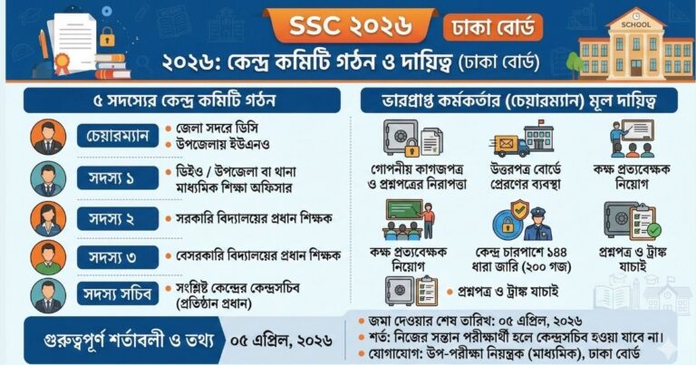 এসএসসি পরীক্ষা ২০২৬ ঢাকা বোর্ডের কেন্দ্র কমিটি গঠনের সম্পূর্ণ নির্দেশিকা