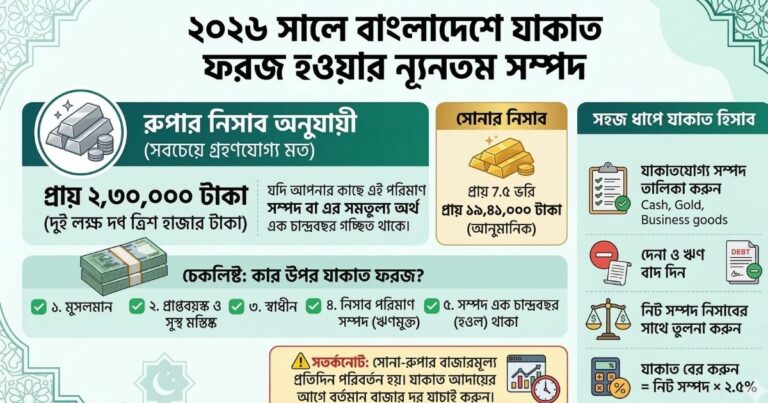 বর্তমানে কত টাকা থাকলে যাকাত ফরজ হয়