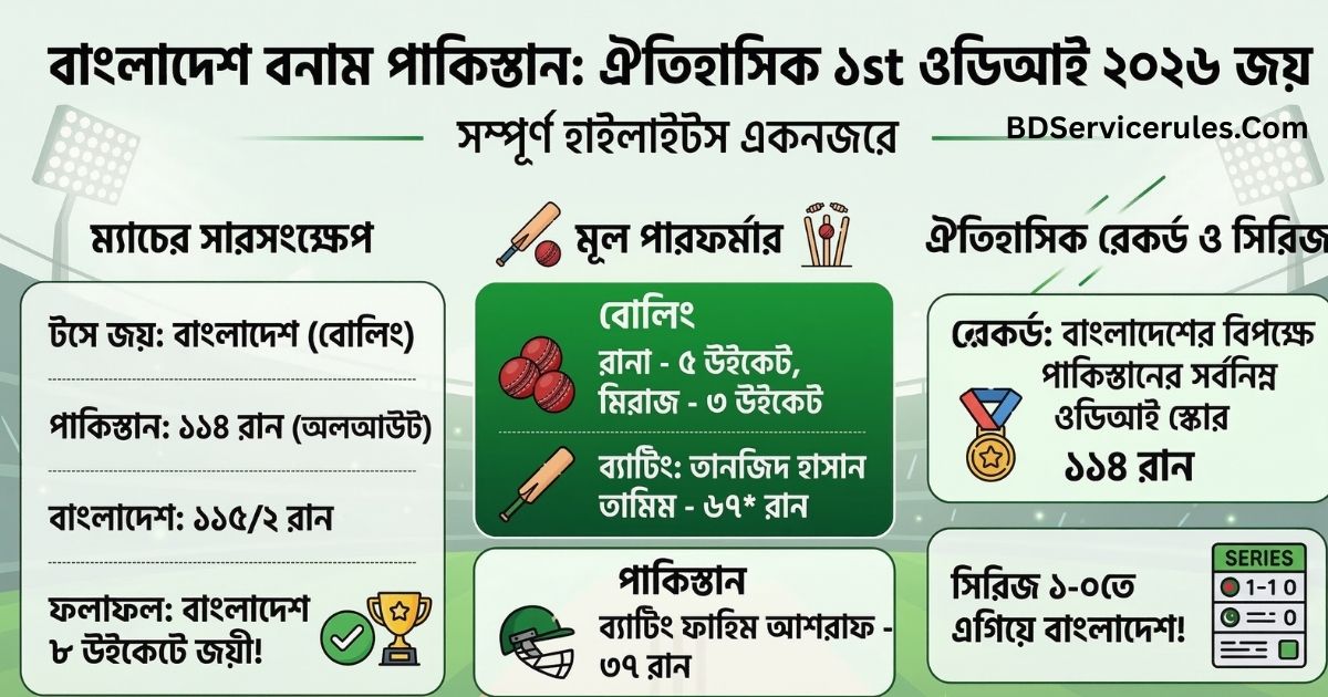 বাংলাদেশ বনাম পাকিস্তান ১ম ওডিআই ২০২৬