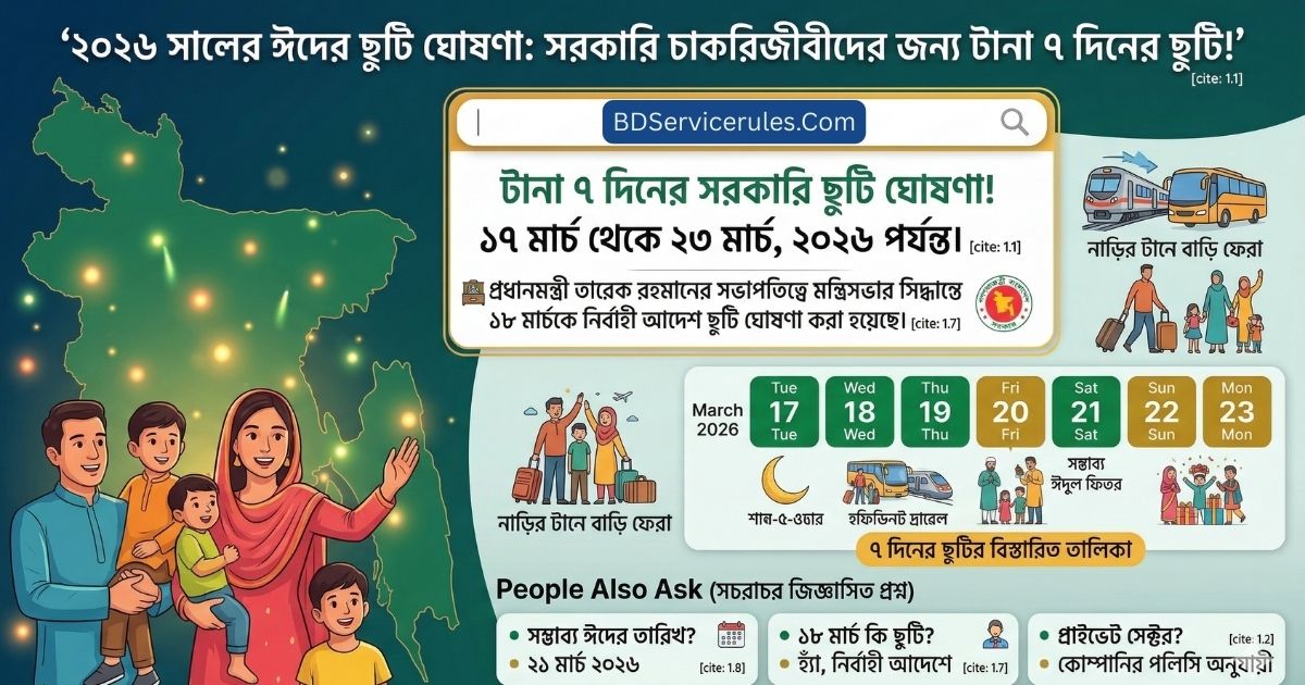 ২০২৬ সালের ঈদের ছুটি ঘোষণা সরকারি চাকরিজীবীদের জন্য টানা ৭ দিনের ছুটি!