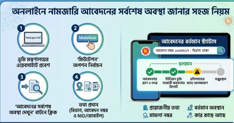অনলাইনে নামজারি আবেদনের সর্বশেষ অবস্থা জানার নিয়ম ২০২৬
