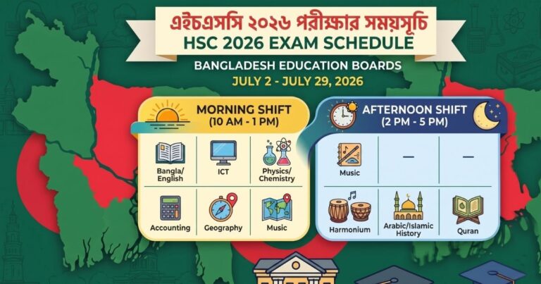 এইচএসসি পরীক্ষার রুটিন ২০২৬