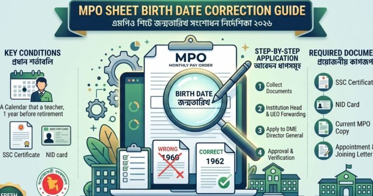 এমপিও শিটে জন্মতারিখ সংশোধন নীতিমালা ২০২৬