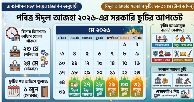 ঈদুল আজহার সরকারি ছুটি ২০২৬