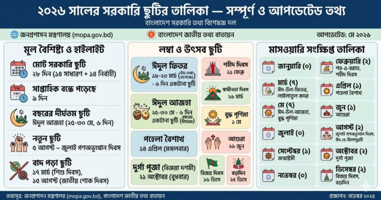 ২০২৬ সালের সরকারি ছুটির তালিকা