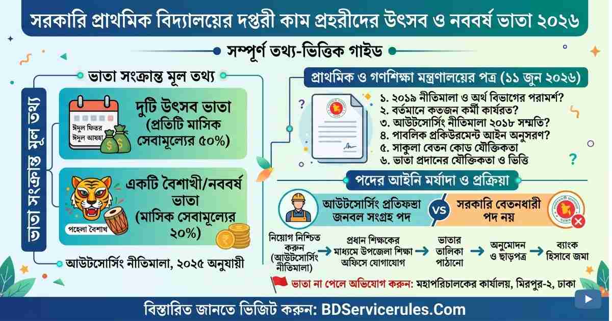 সরকারি প্রাথমিক বিদ্যালয়ের দপ্তরী কাম প্রহরীদের উৎসব ভাতা ও নববর্ষ ভাতা ২০২৬