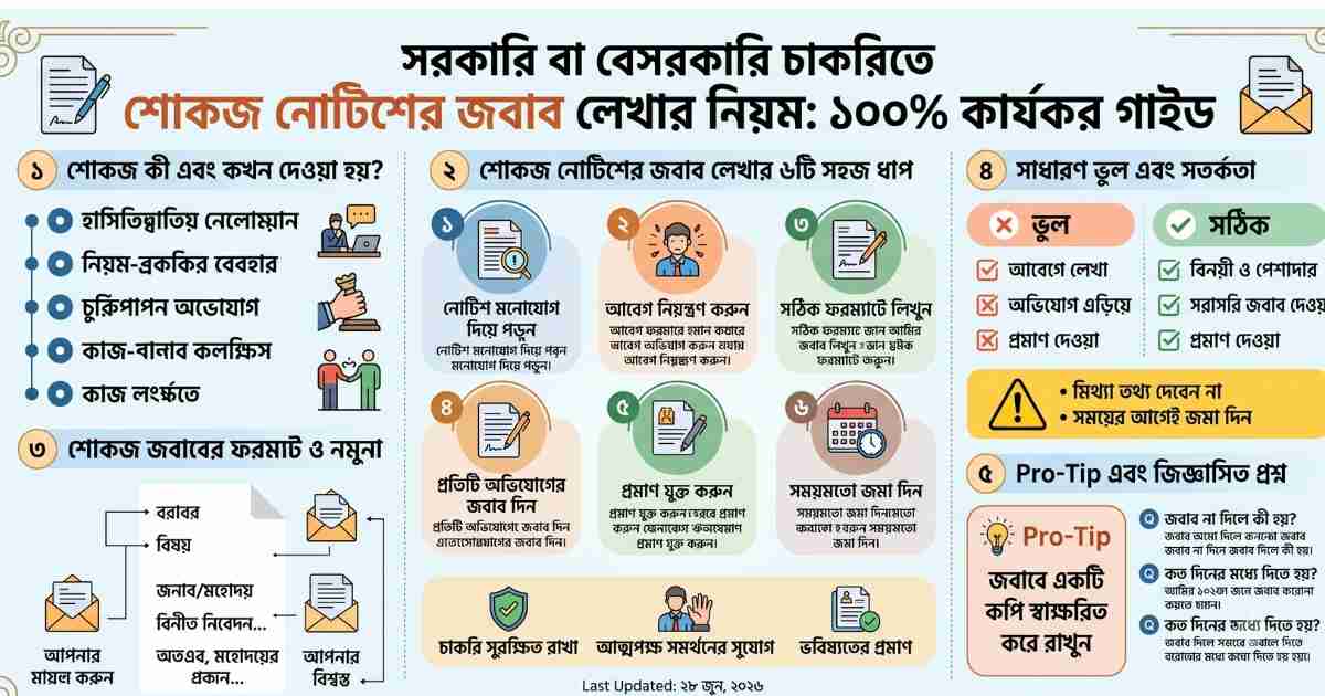 শোকজ নোটিশের জবাব কীভাবে লিখবেন